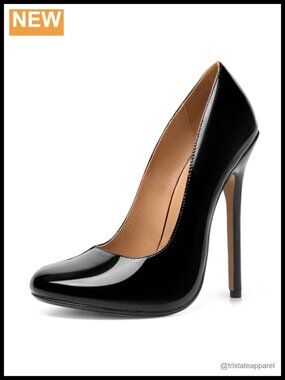 Unisex 5.5 Inch Stiletto High Heels patent leather Round Toe Pumps